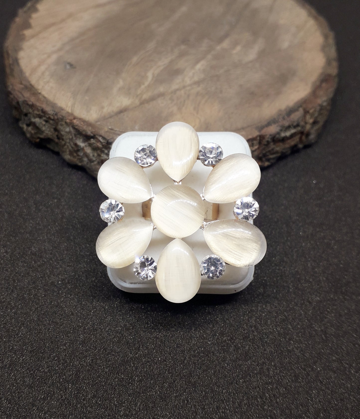 Studded Flower Finger Ring