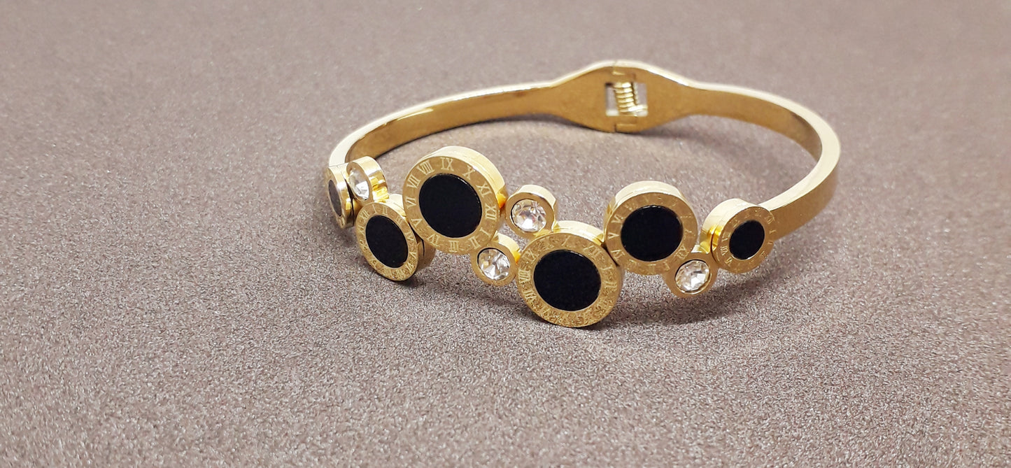 Anti Tarnish Black & Gold Cuff Bracelet