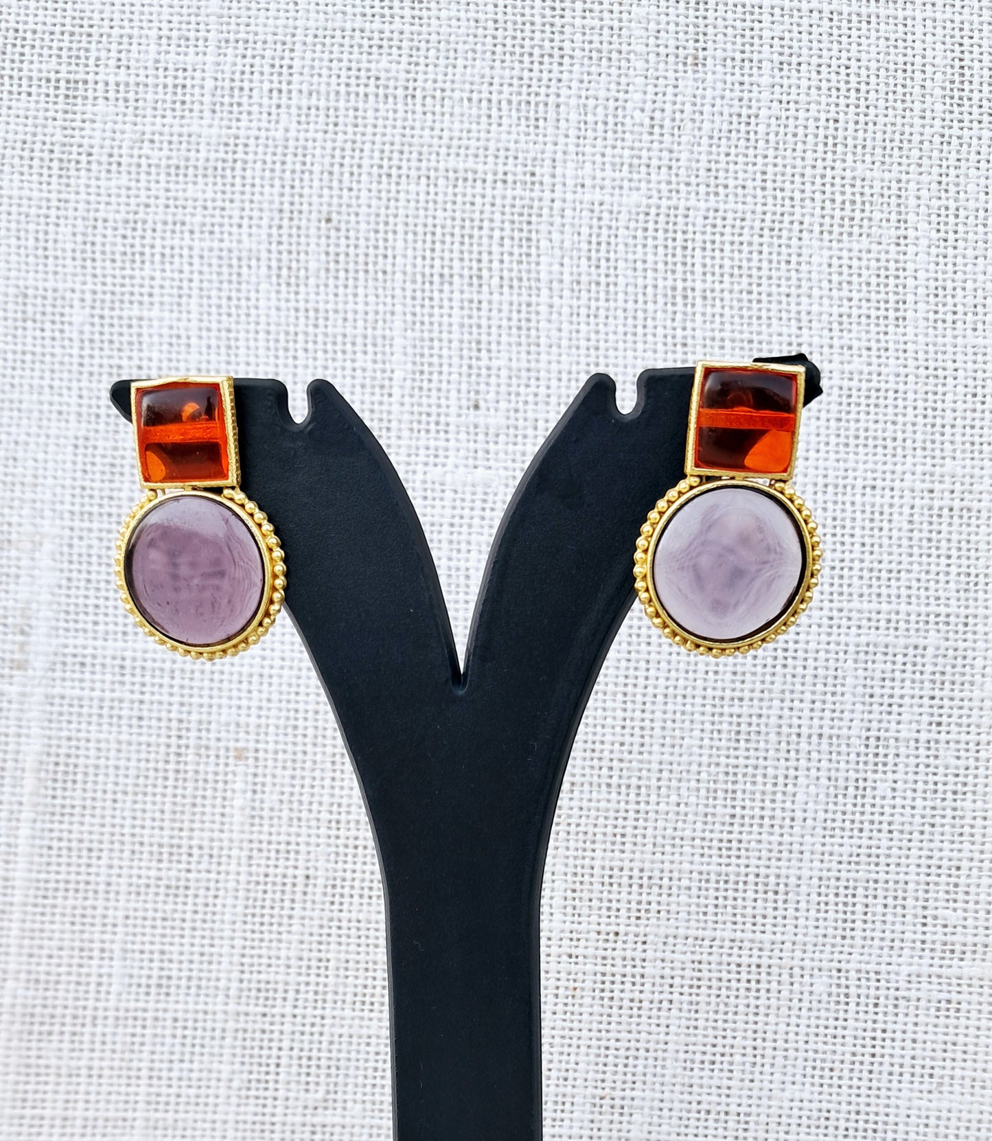 Orange Lavender Earrings