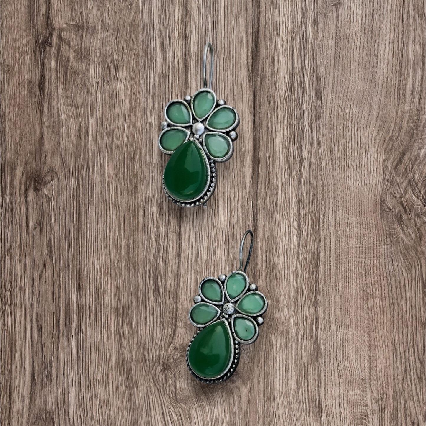 Green Shade Flower Pattern Danglers
