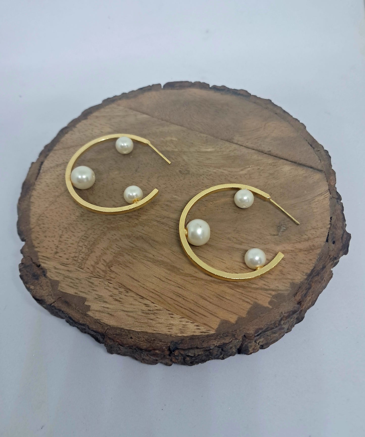 Pearl Themed Hoop Earrings