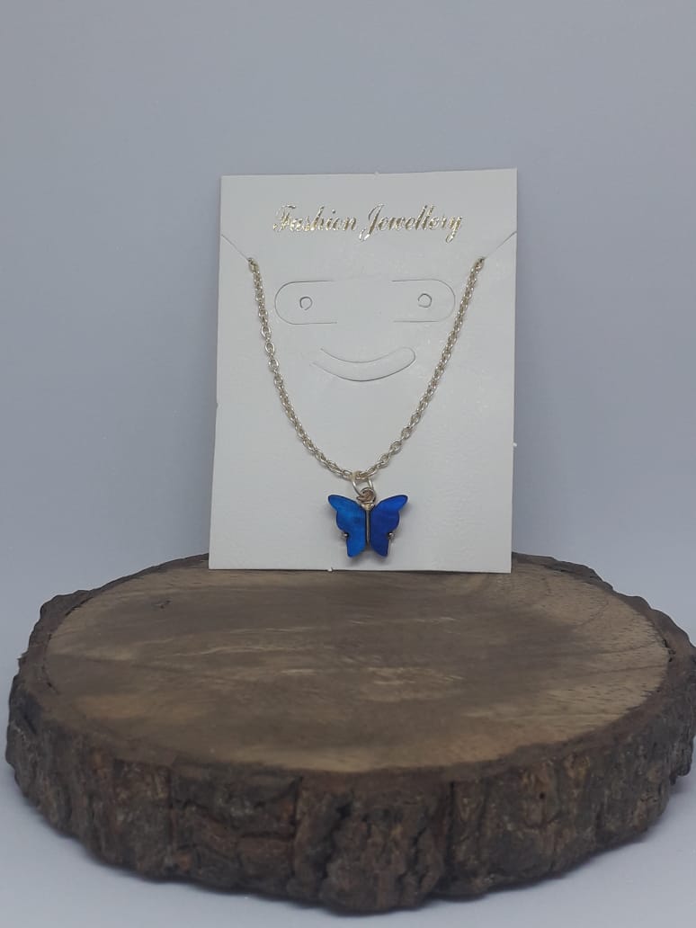Blue Butterfly pendant & chain