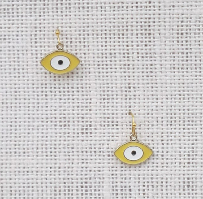 Trendy Handmade Anti Tarnish Yellow Evil Eye Earrings