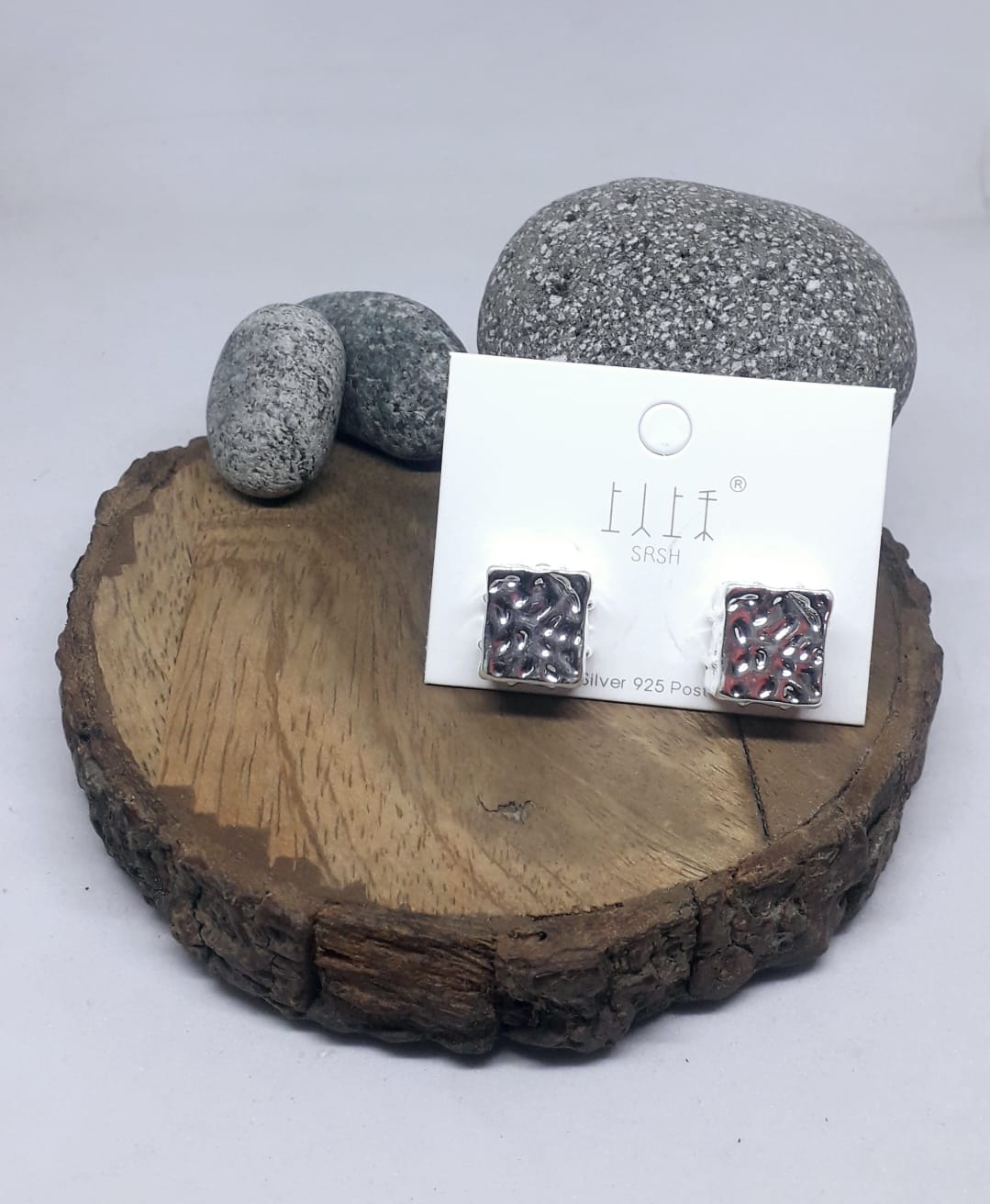 Silver Shade Cube Studs