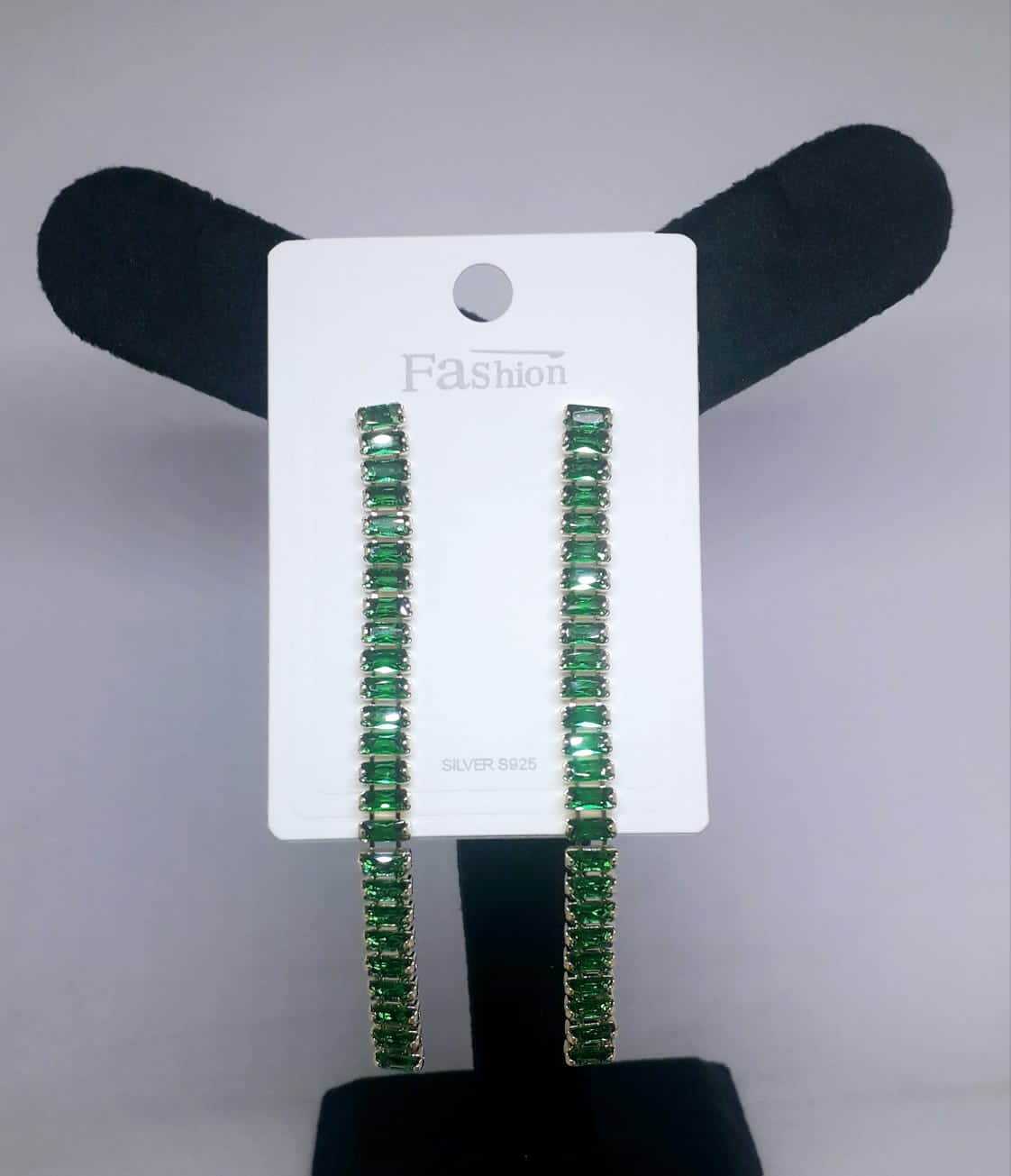 Green Studded Long Earrings