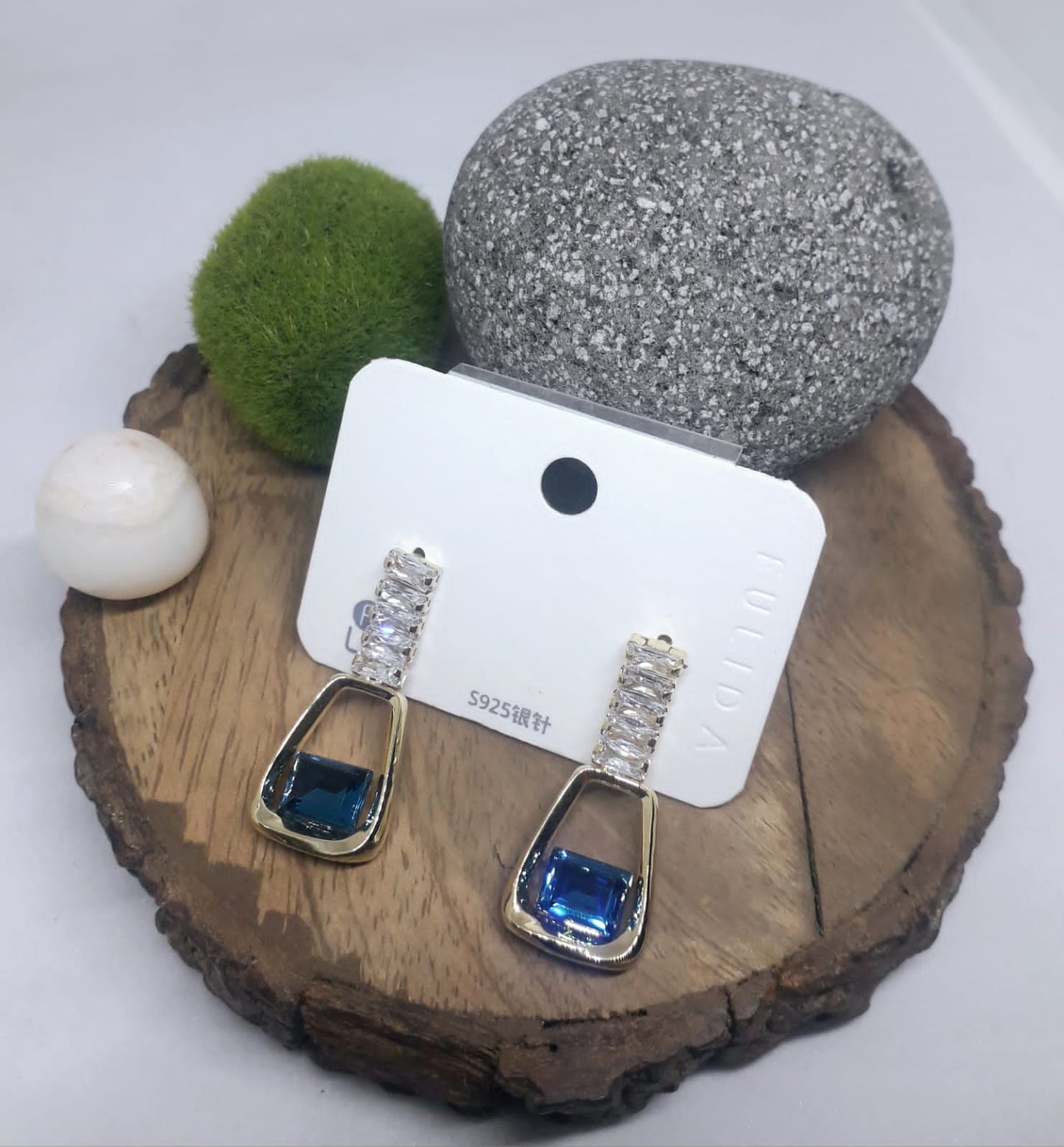Elegant Blue Studded Party Earrings