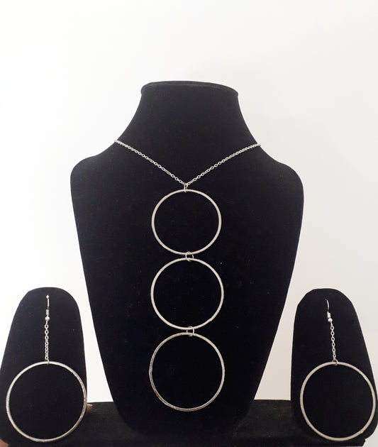 Handmade Cool Circle Neck Chain & Earrings Set