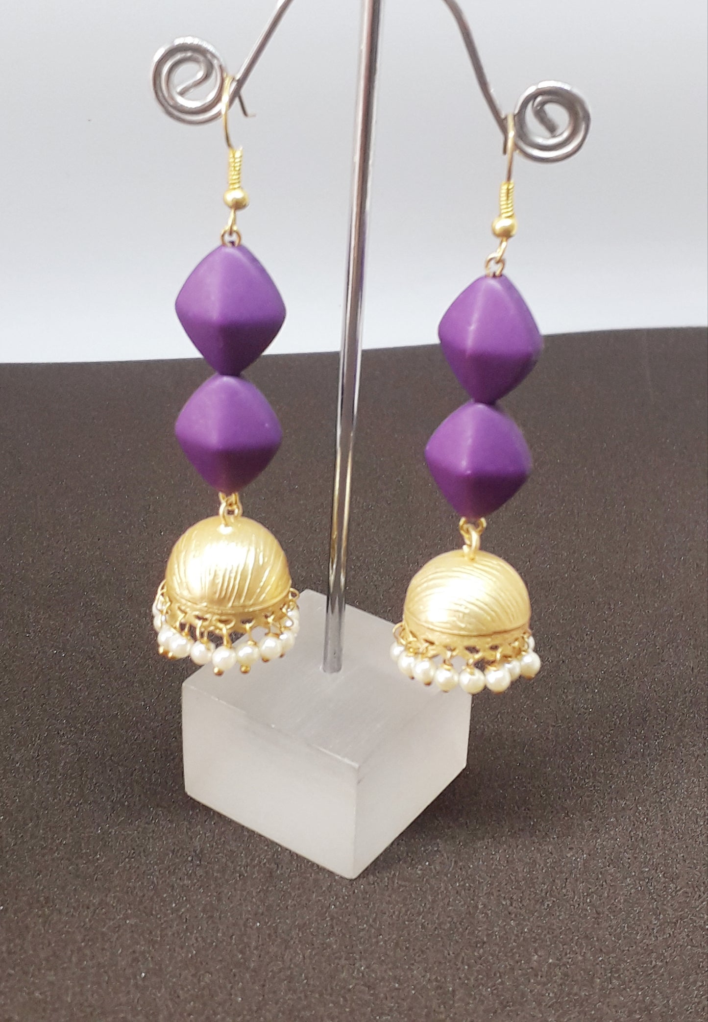 Handmade Purple Shade Jhumkas