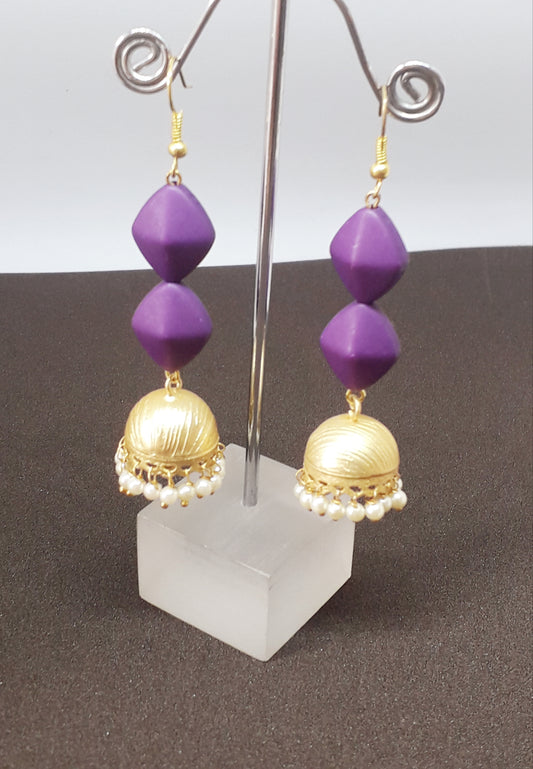 Handmade Purple Shade Jhumkas