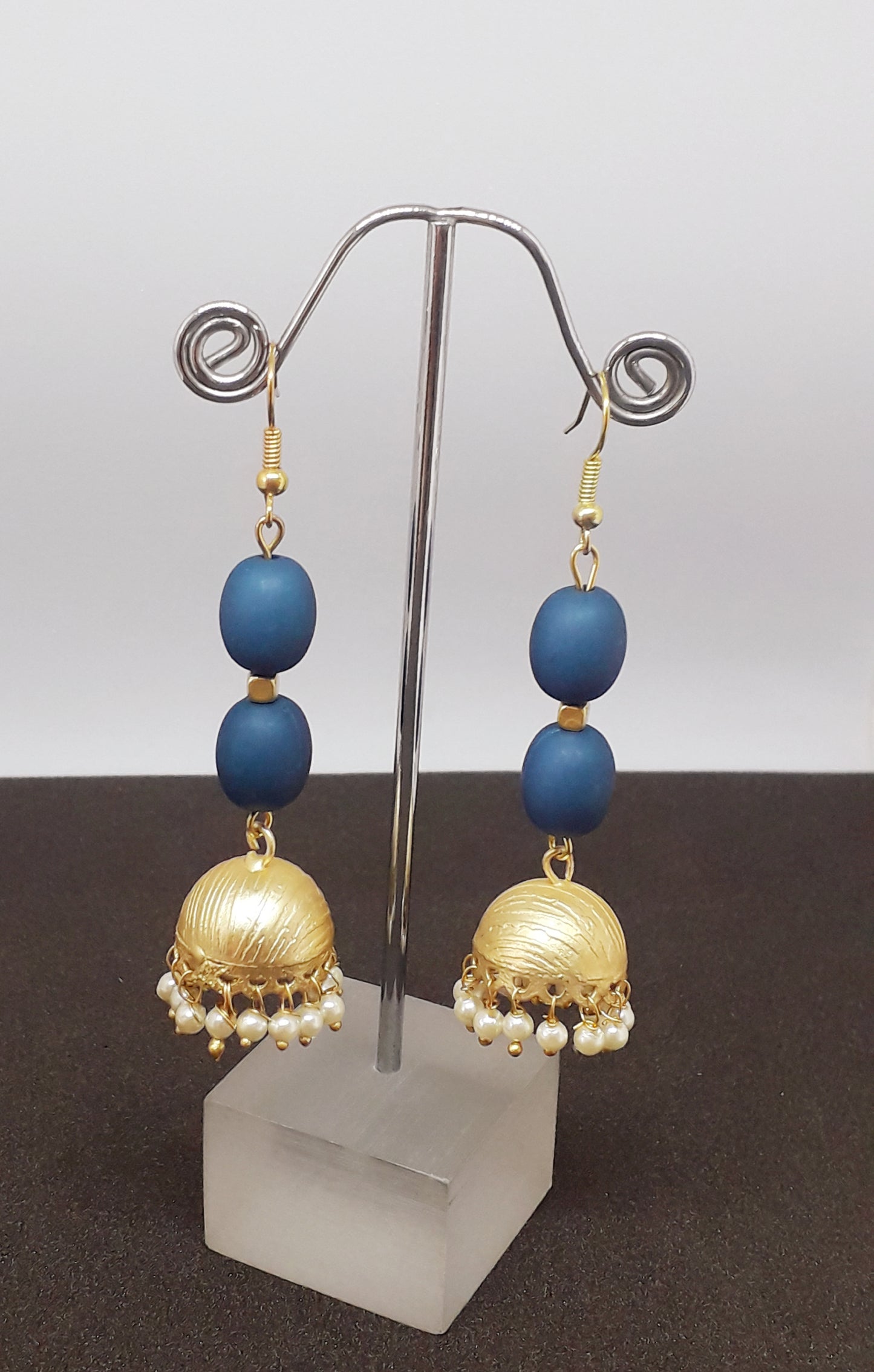 Handmade Blue Shade Jhumkas