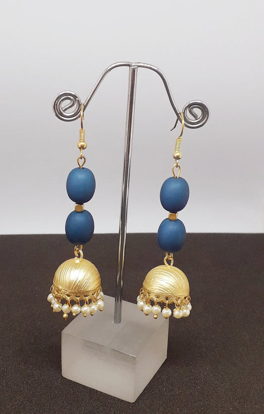 Handmade Blue Shade Jhumkas