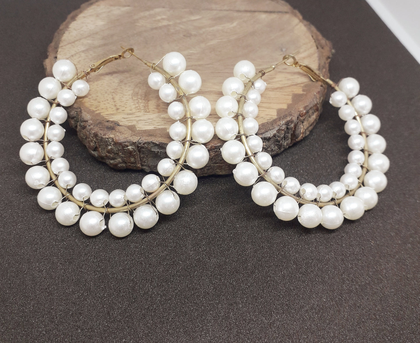 Pearl Themed Hoop Earrings