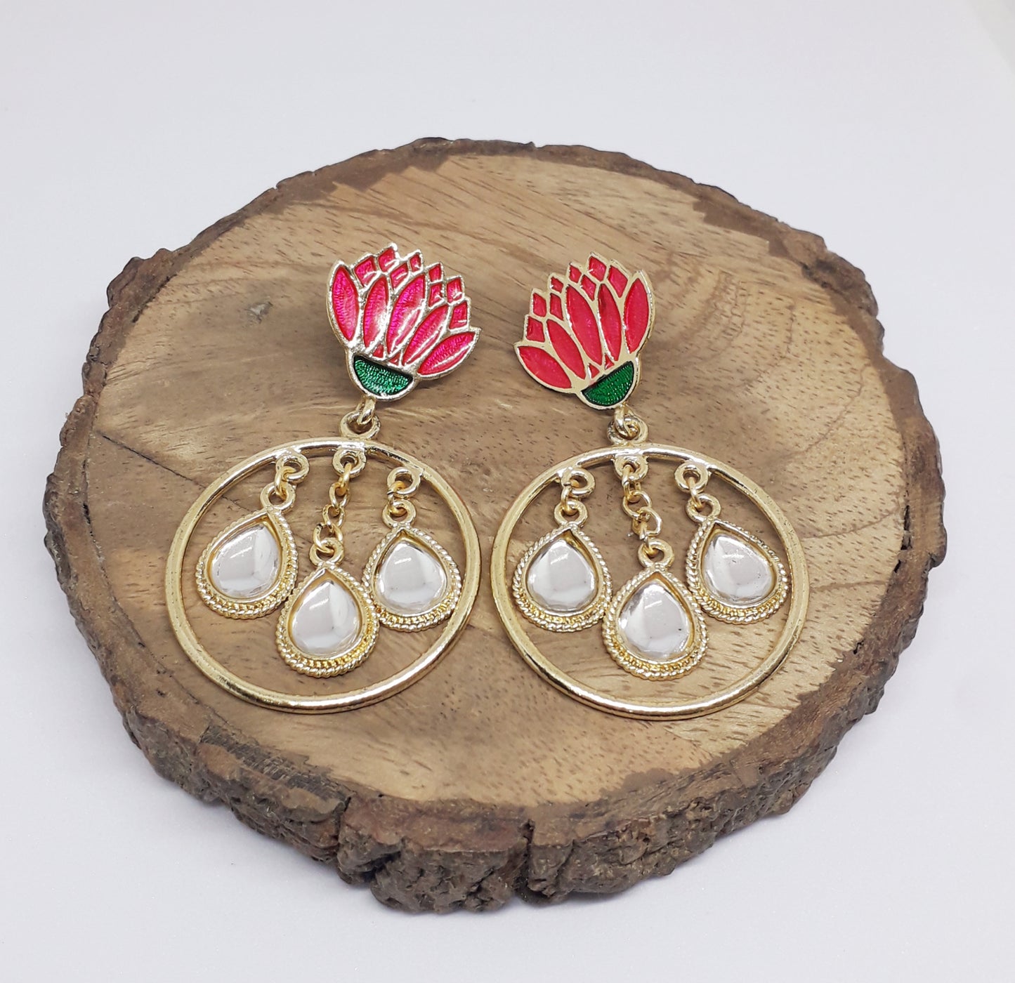 Lovely Pink Lotus Earrings