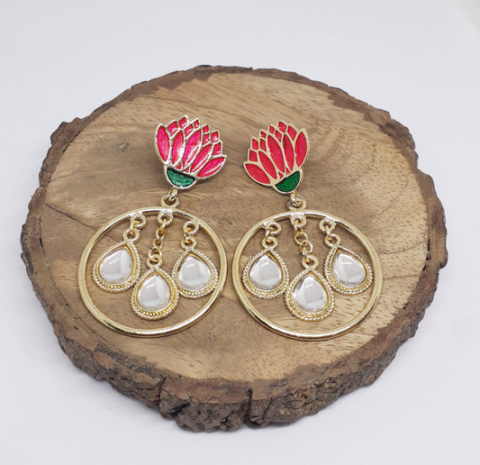 Lovely Pink Lotus Earrings