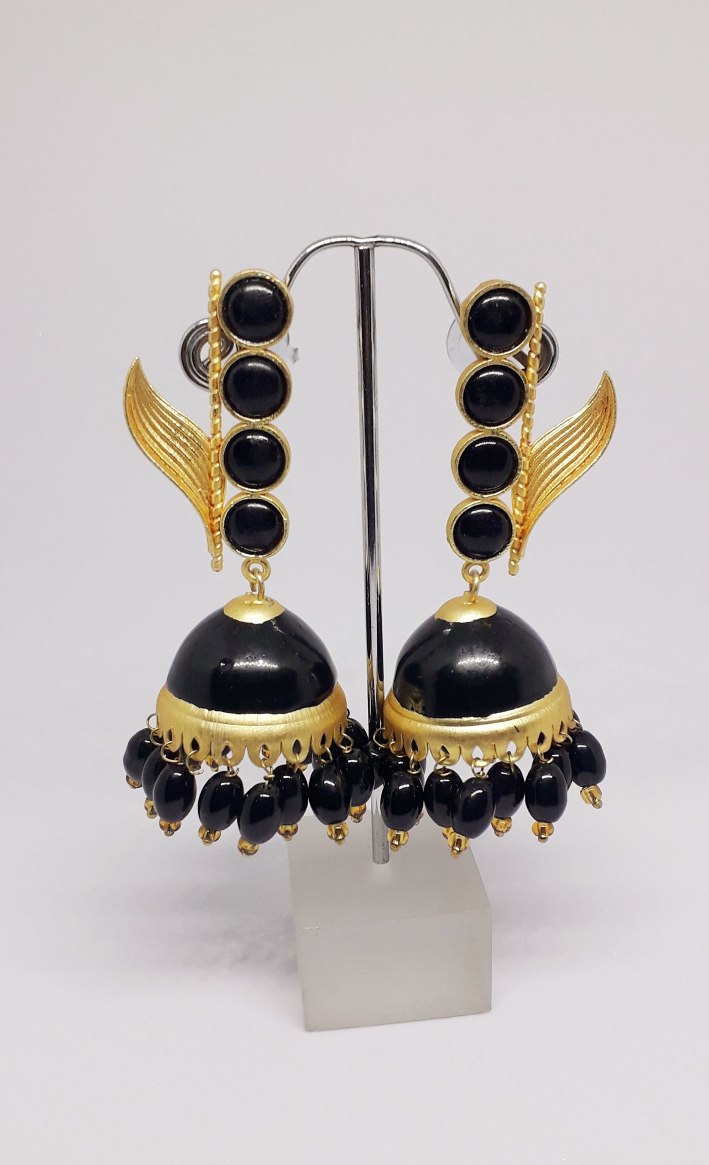 Gorgeous Black and Gold Jhumkas