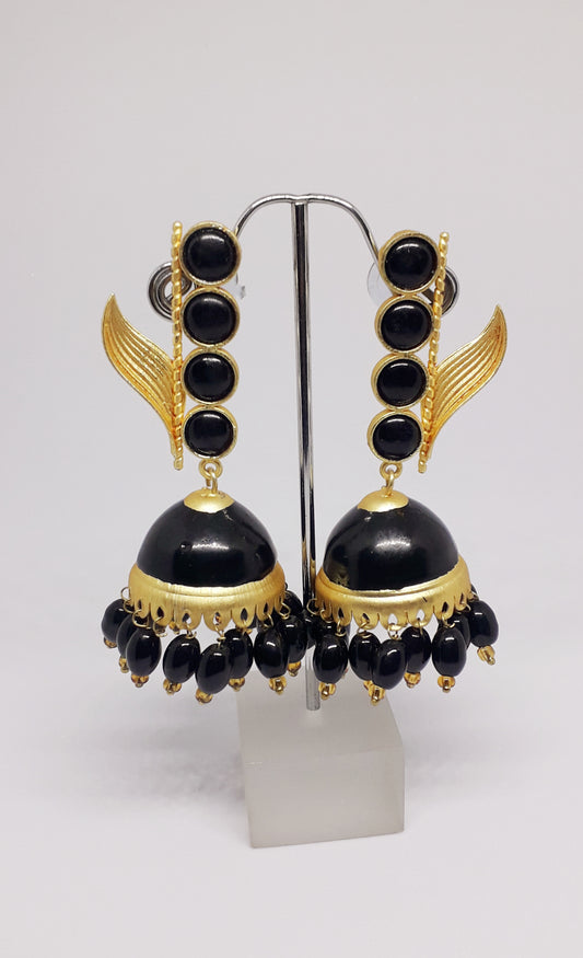 Gorgeous Black and Gold Jhumkas