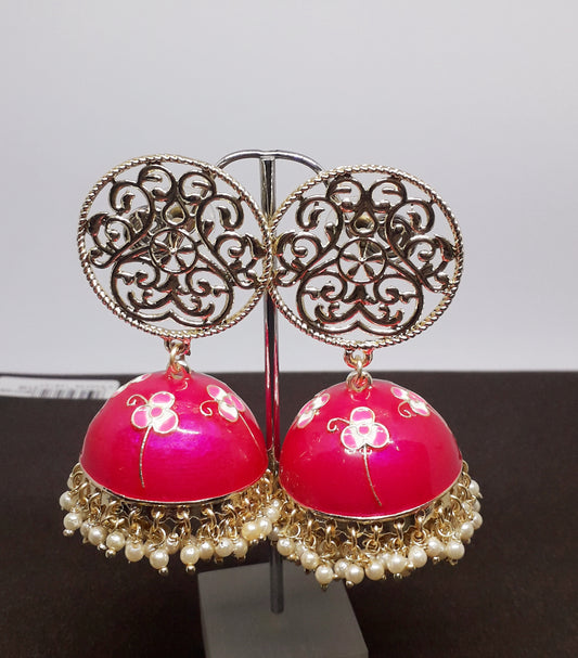 Festive Pink Jhumkas