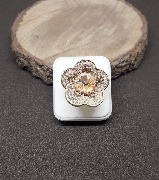 Studded Flower Finger Ring