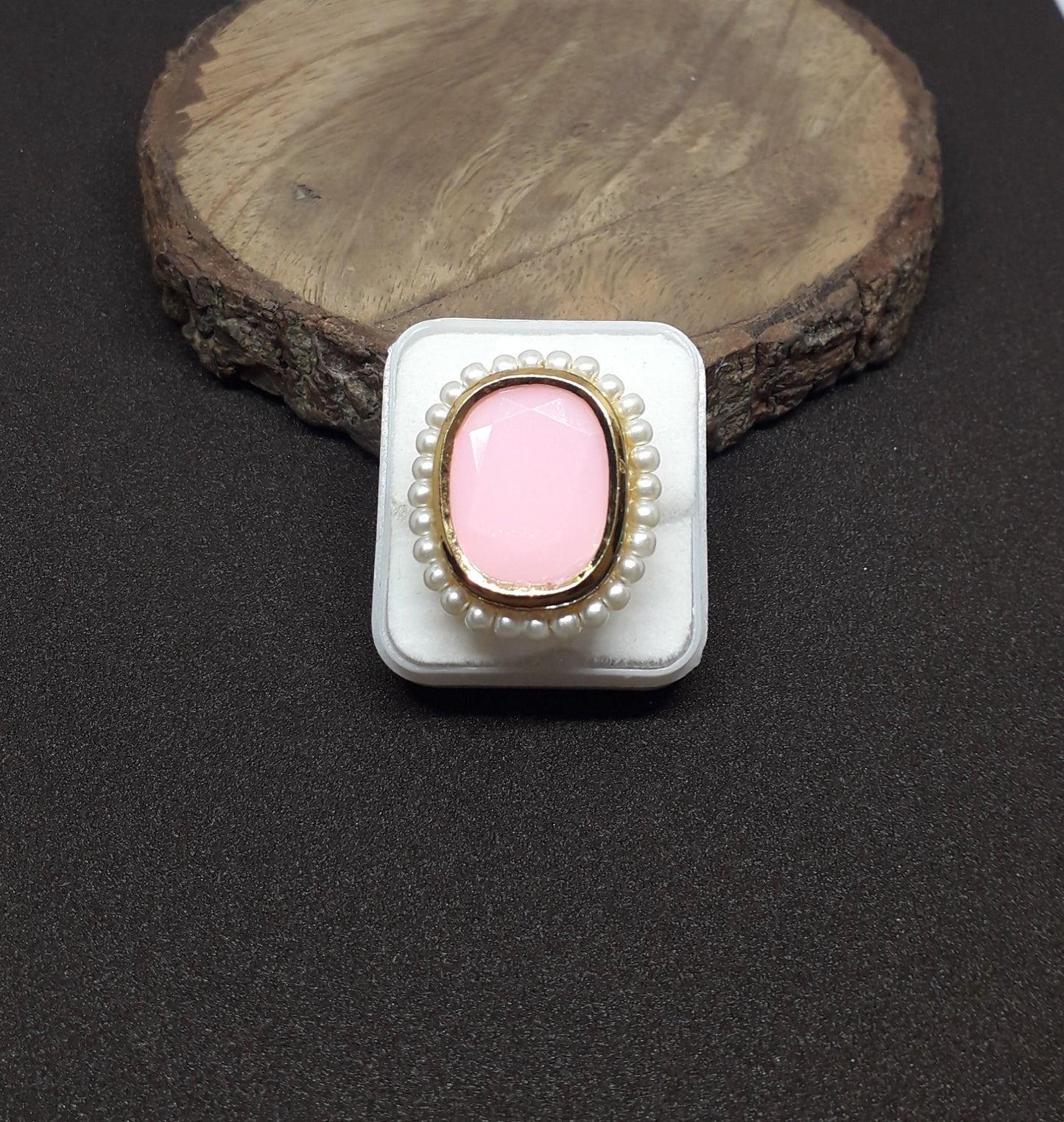 Pearl Themed Pink Ring