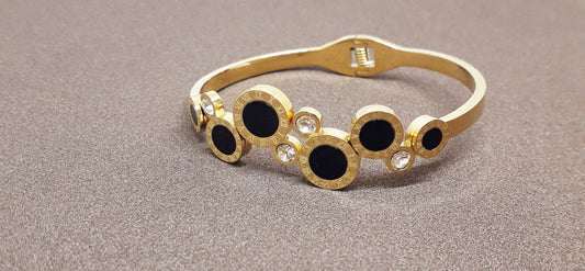 Anti Tarnish Black & Gold Cuff Bracelet