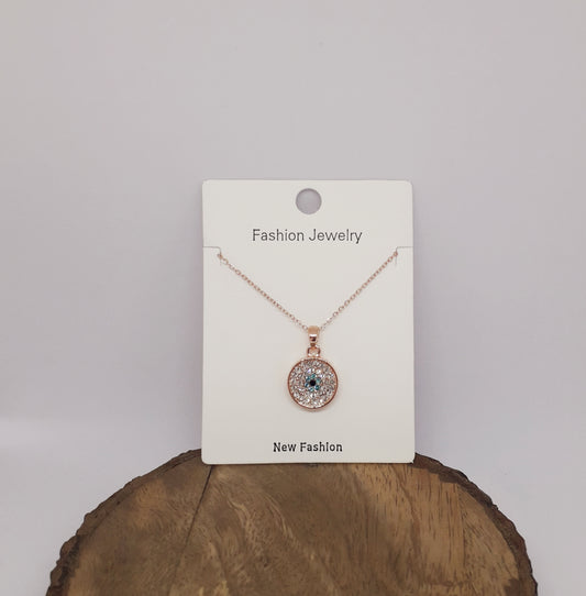 Rose Gold Shade - Studded Evil Eye Pendant & Chain
