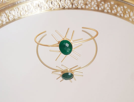 Emerald Shade Studded Cuff Bracelet
