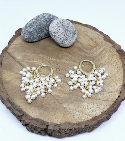 Lovely Cluster Tiny Pearl Earrings