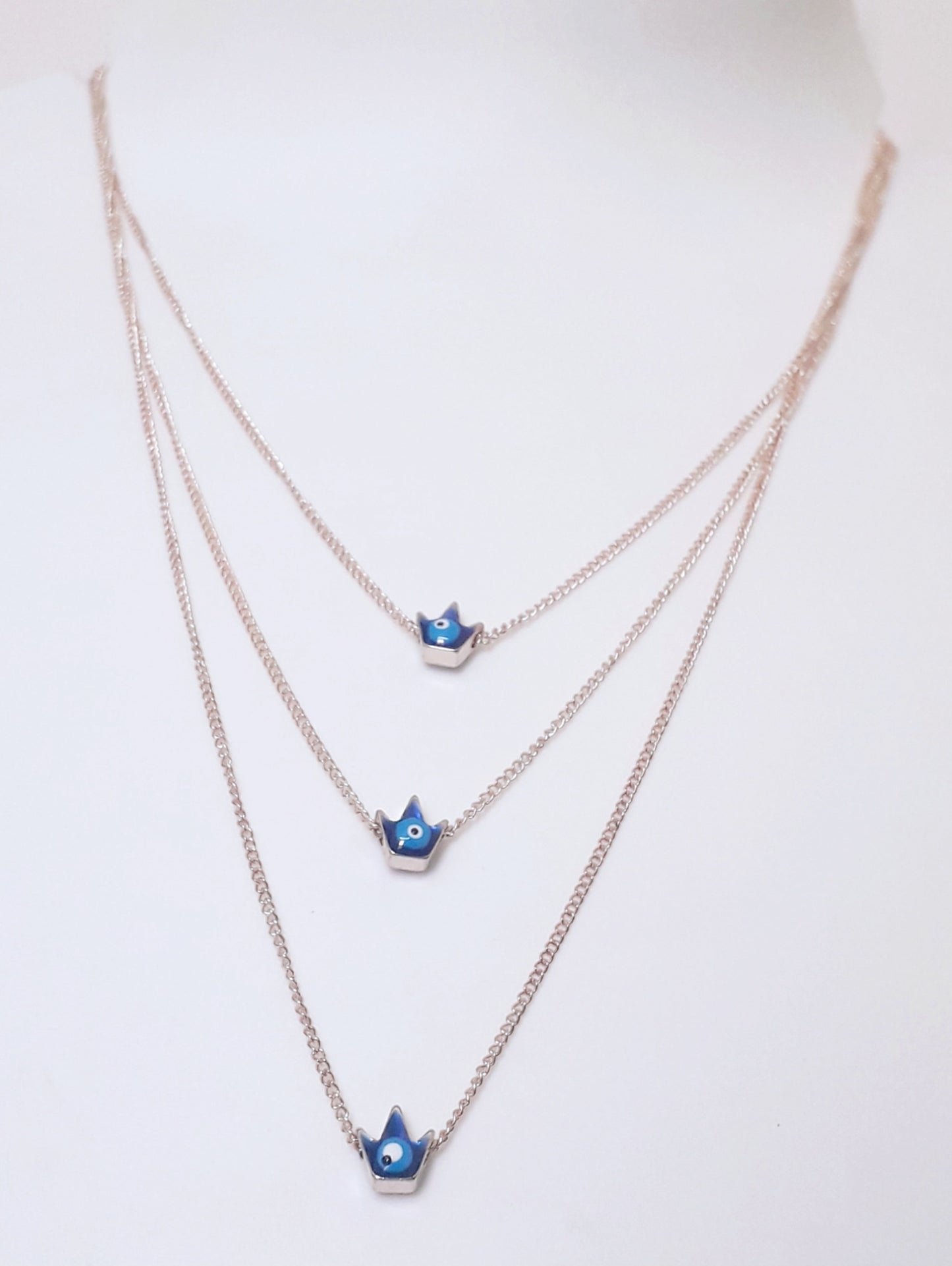 Crown Evil Eye Layered Chain
