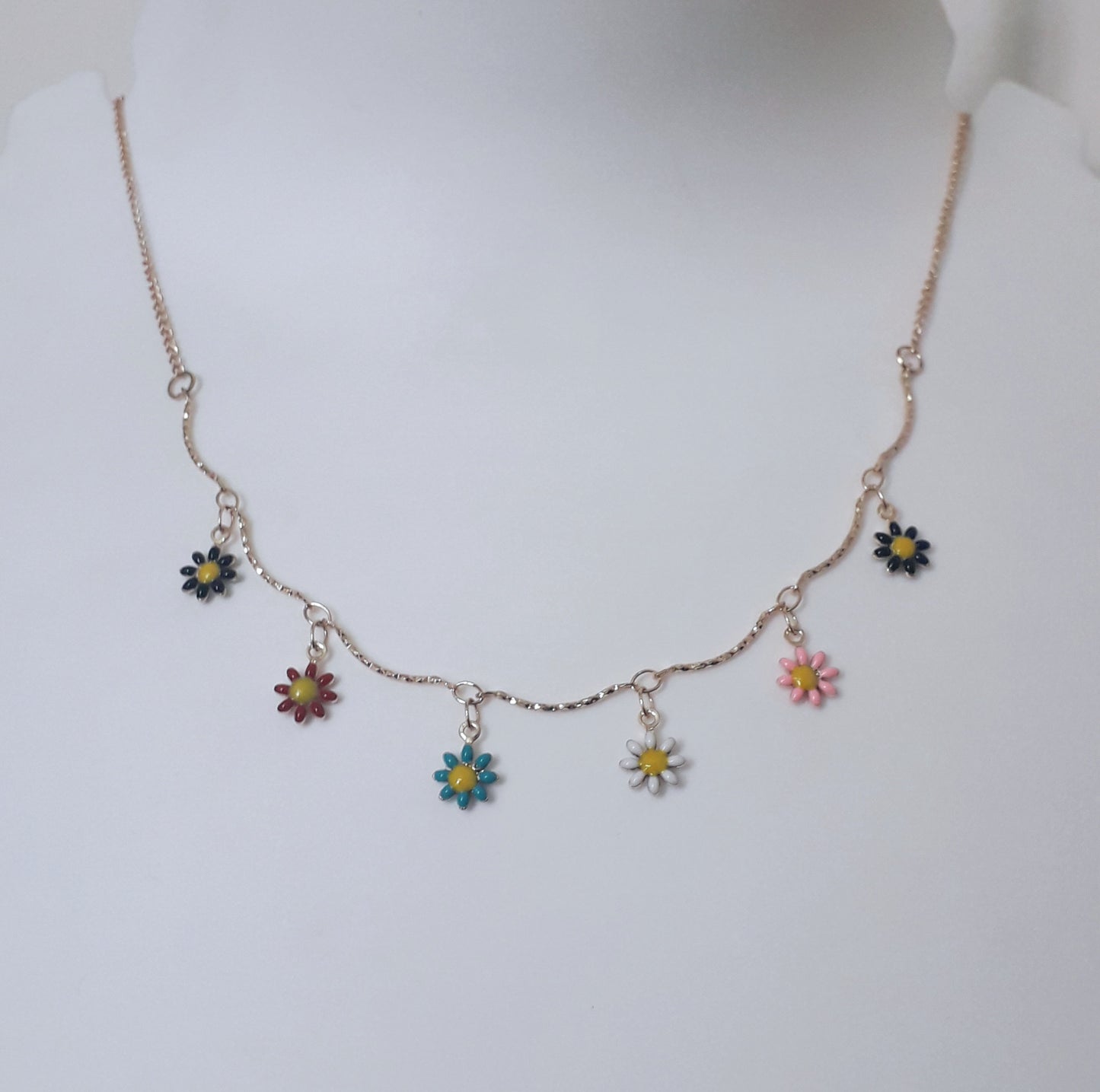 Multicolored Flower Pendant chain