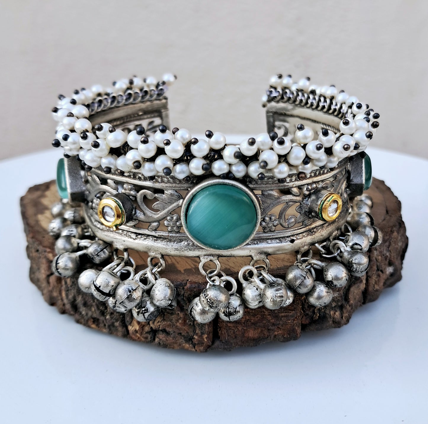 Green Studded Ghungroo Bracelet
