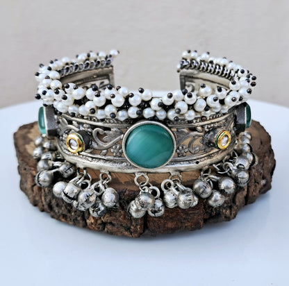 Green Studded Ghungroo Bracelet