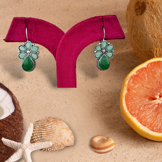 Green Shade Flower Pattern Danglers