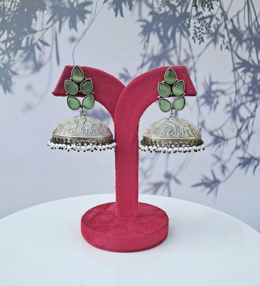 Classic Green Shade Jumbo Jhumkas
