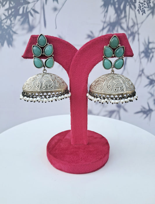 Classic Aqua Shade Jumbo Jhumkas