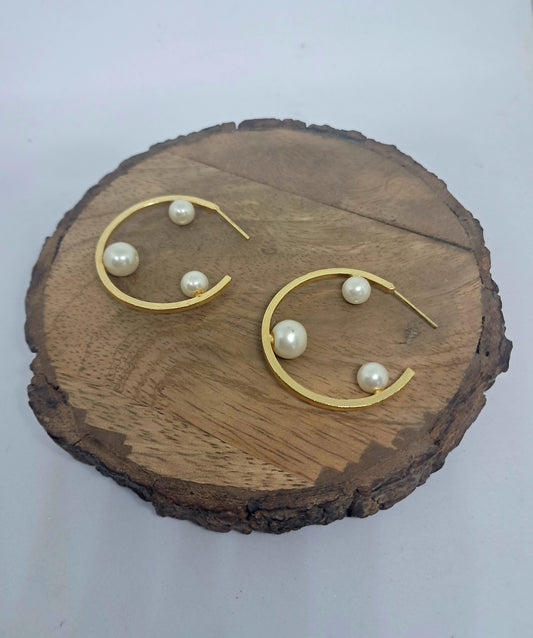 Pearl Themed Hoop Earrings