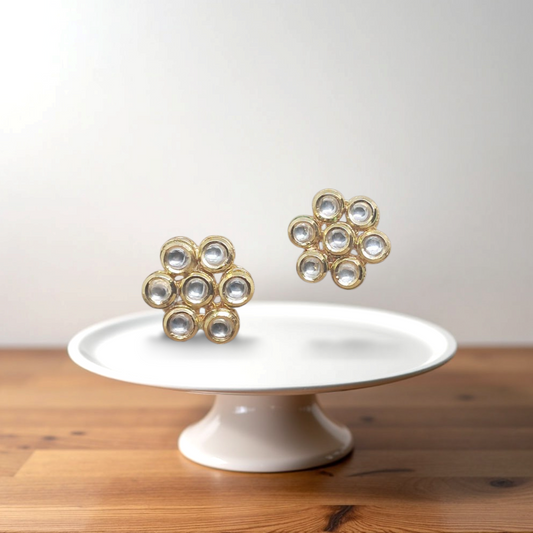 Classic Flower Themed Kundan Studs