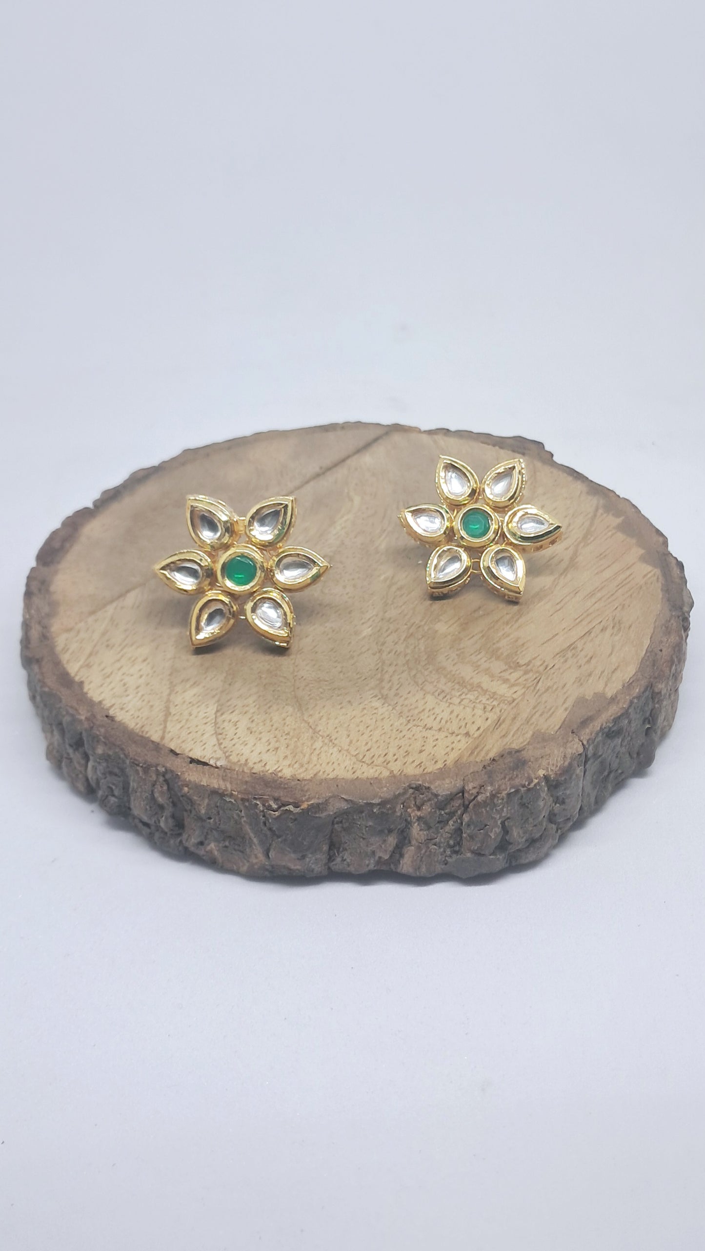 Beautiful Flower Themed Kundan Studs