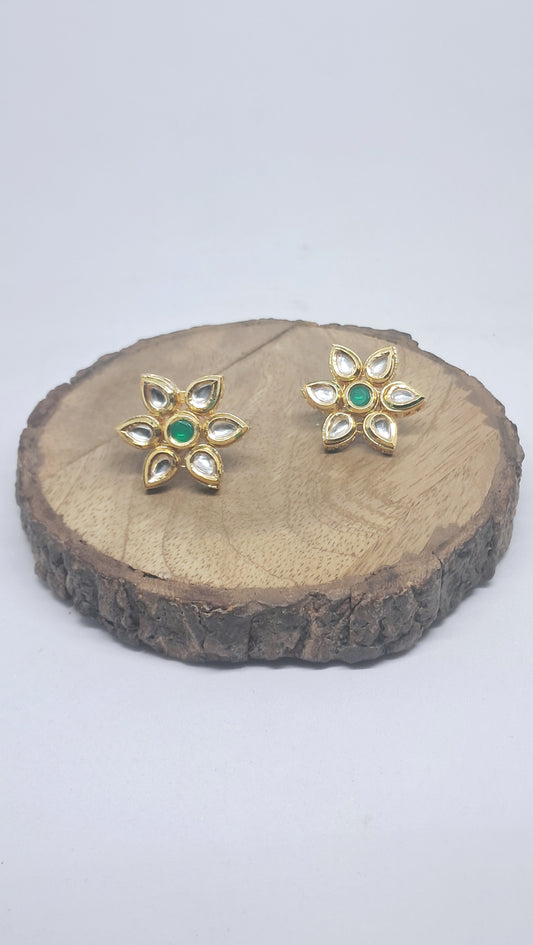 Beautiful Flower Themed Kundan Studs