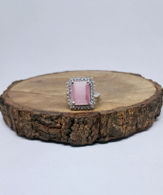 Pretty Pastel Pink AD Finger Ring