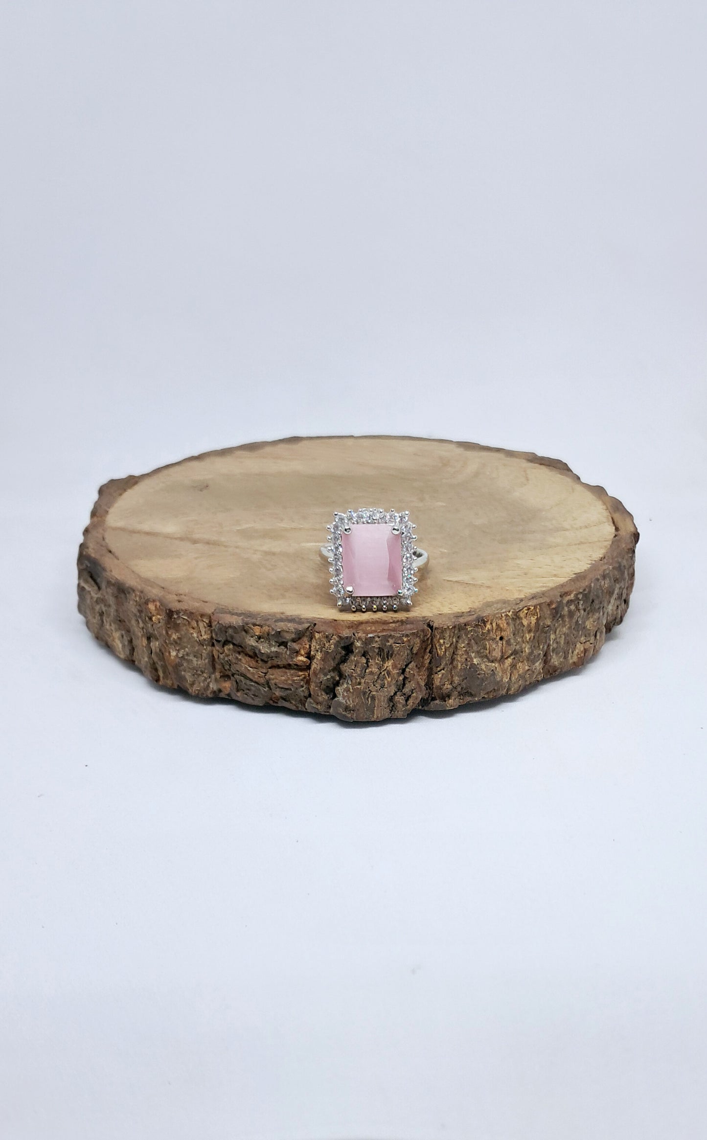 Pretty Pastel Pink AD Finger Ring