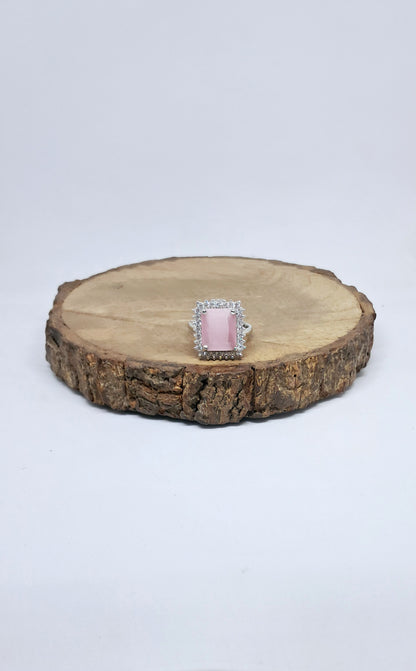 Pretty Pastel Pink AD Finger Ring