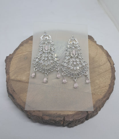 Pretty Pastel Pink AD Chandelier earrings