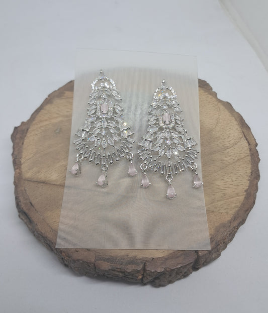 Pretty Pastel Pink AD Chandelier earrings