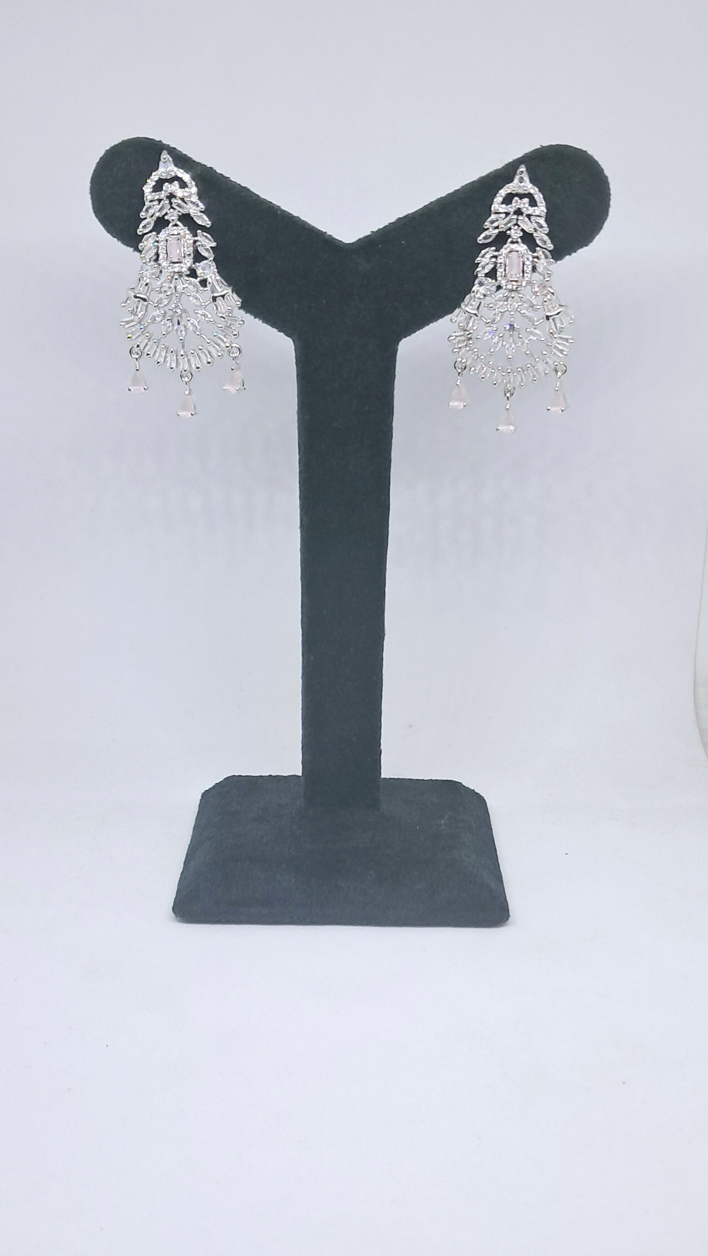 Pretty Pastel Pink AD Chandelier earrings