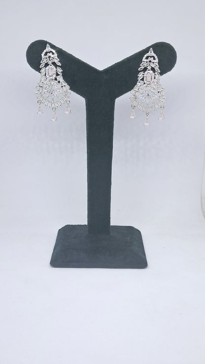 Pretty Pastel Pink AD Chandelier earrings