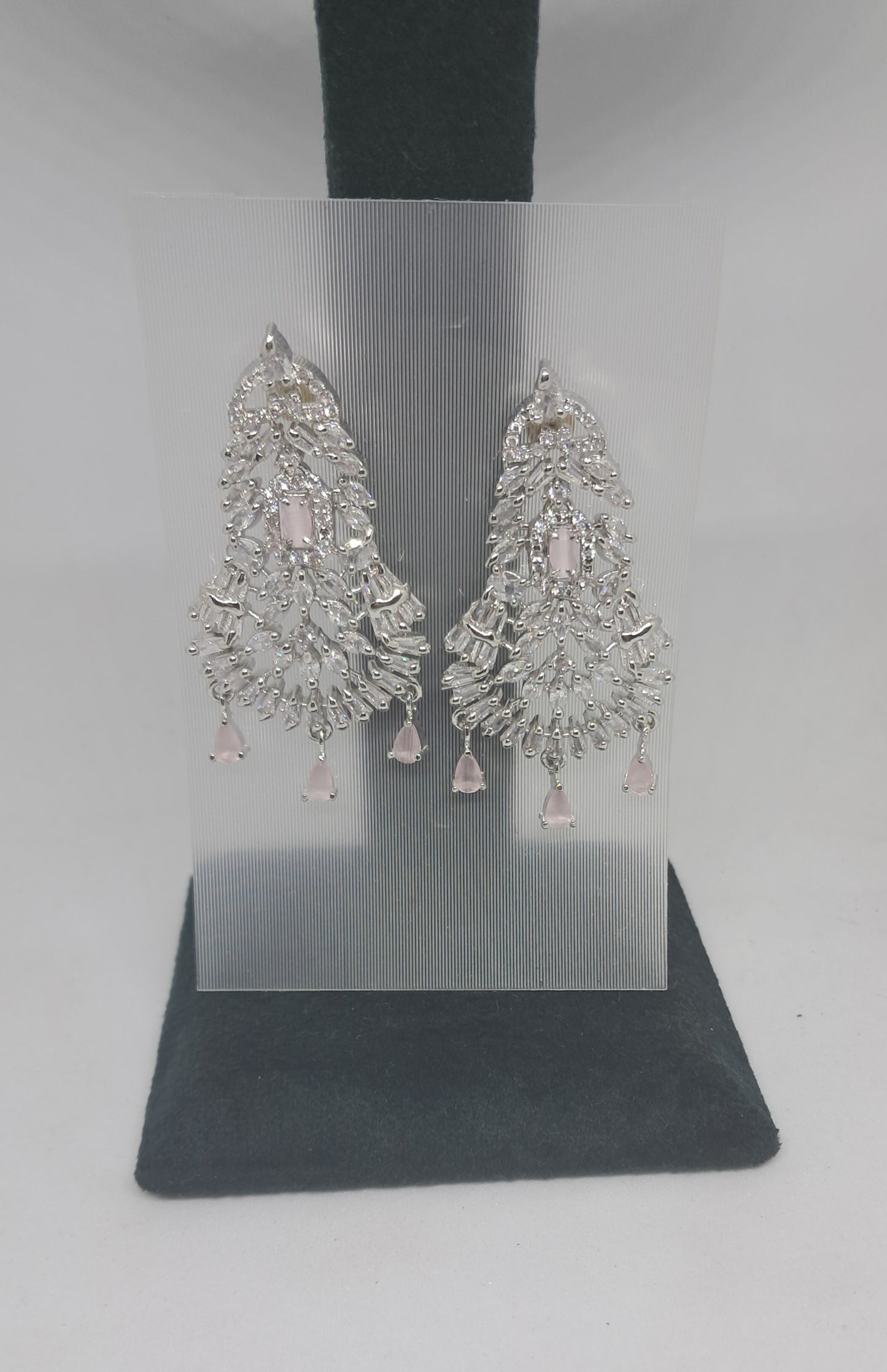 Pretty Pastel Pink AD Chandelier earrings