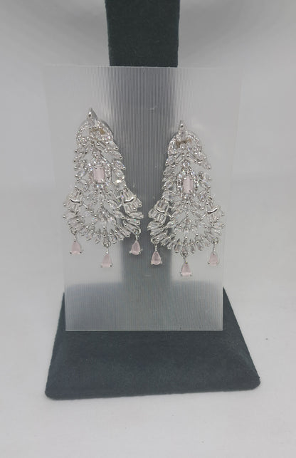 Pretty Pastel Pink AD Chandelier earrings