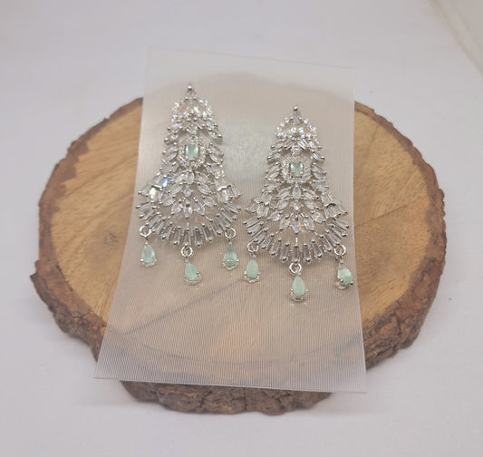 Pretty Pastel Mint Shade AD Chandelier earrings