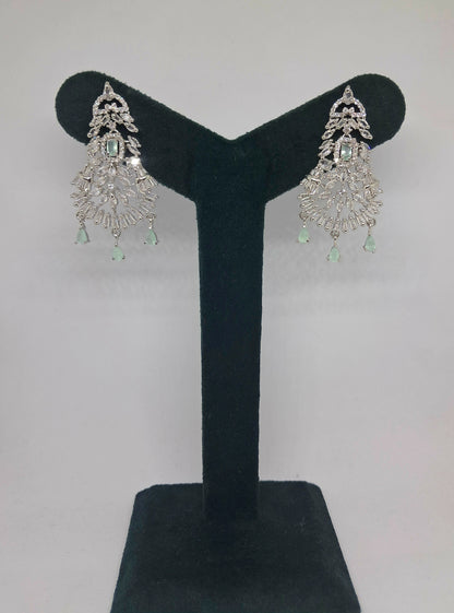 Pretty Pastel Mint Shade AD Chandelier earrings