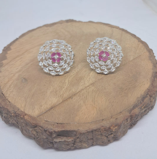 Glamorous AD Flower Stud Earrings